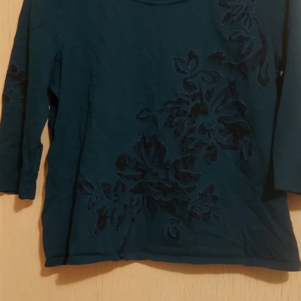 Elegant Teal Floral Women's Top